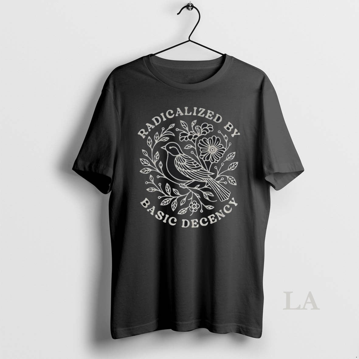 Original Floral Bird Radicalized By Basic Decency - Adult & Kids T-Shirts, Sweatshirts & Hoodies apparel design preview 1