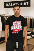 Our State Indiana Red Map Graphic College Sports - Adult & Kids T-Shirts, Sweatshirts & Hoodies apparel design preview 1