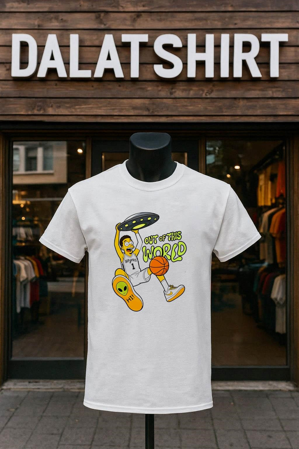Out Of This World Spurs Basketball Alien UFO - Adult & Kids T-Shirts, Sweatshirts & Hoodies apparel design preview 1