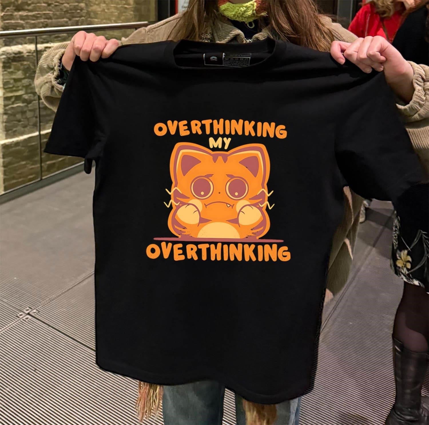 Overthinking My Cat - Adult & Kids T-Shirts, Sweatshirts & Hoodies apparel design preview 2