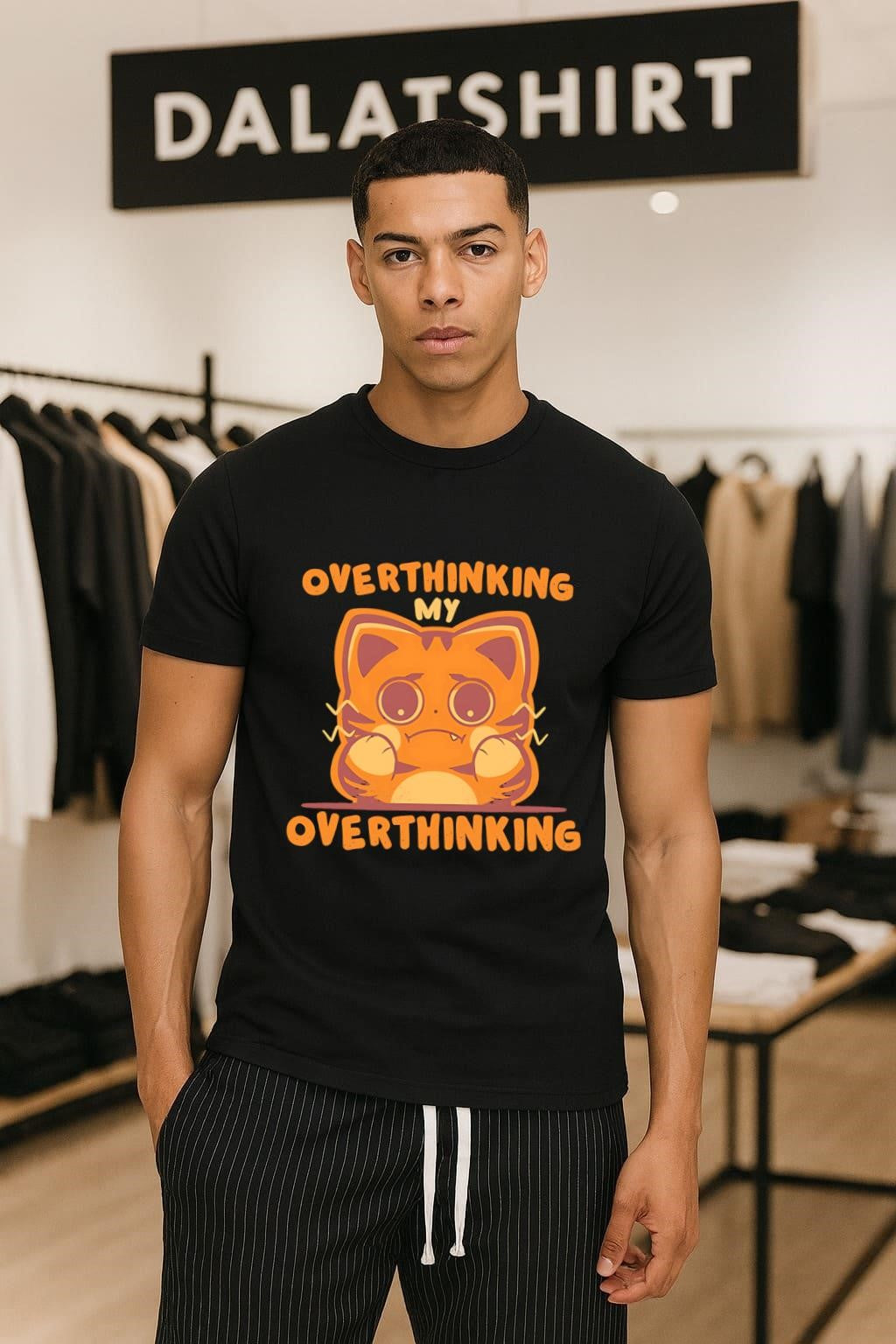 Overthinking My Cat - Adult & Kids T-Shirts, Sweatshirts & Hoodies apparel design preview 1