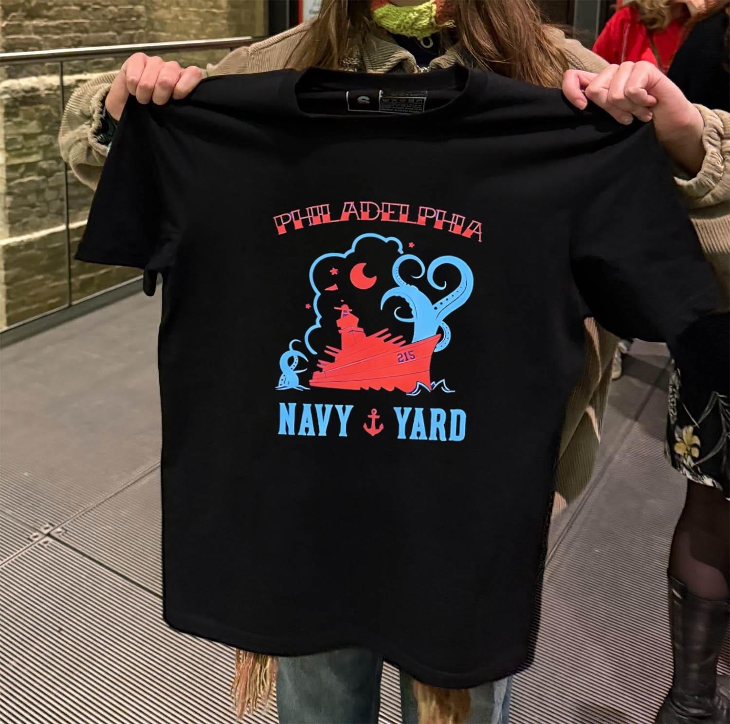 PHILADELPHIA NAVY YARD 215 Battleship and Kraken - Adult & Kids T-Shirts, Sweatshirts & Hoodies apparel design preview 2