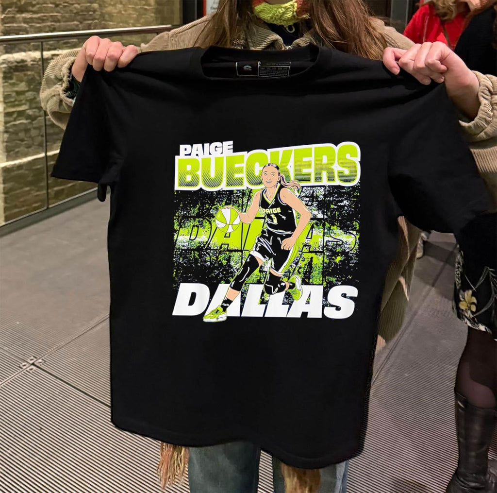 Paige Bueckers Dallas Basketball Player Dribbling - Adult & Kids T-Shirts, Sweatshirts & Hoodies apparel design preview 2