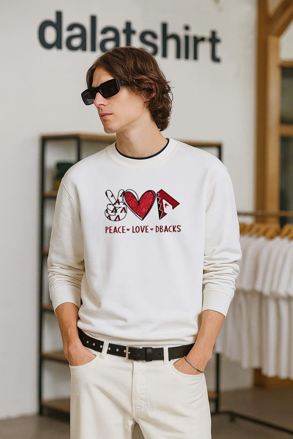 Peace Love Dbacks Arizona Baseball Fan Graphic - Adult & Kids T-Shirts, Sweatshirts & Hoodies apparel design preview 2