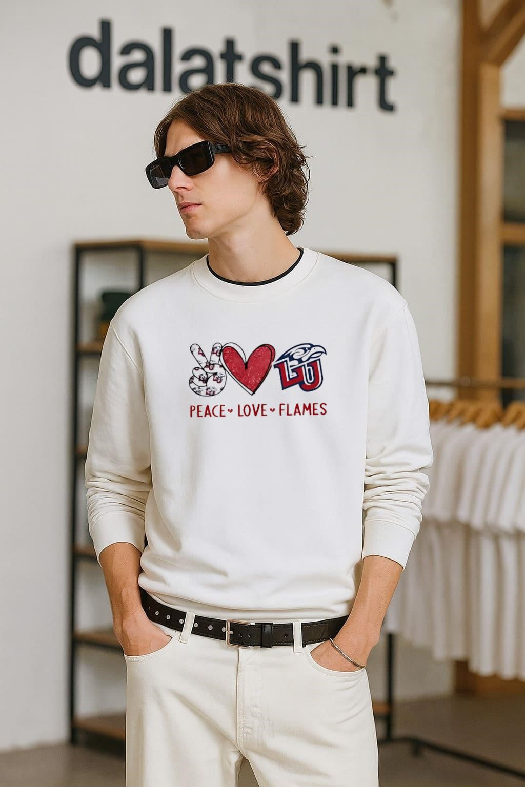 Peace Love Liberty Flames - Adult & Kids T-Shirts, Sweatshirts & Hoodies apparel design preview 2