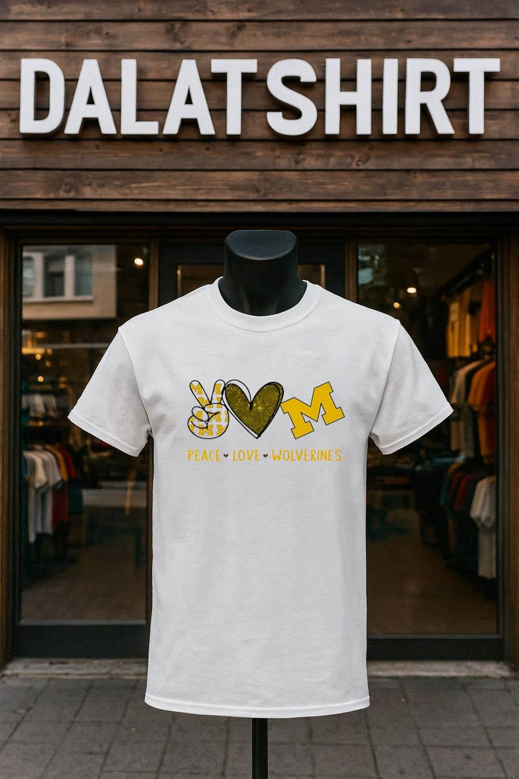Peace Love Michigan Wolverines - Adult & Kids T-Shirts, Sweatshirts & Hoodies apparel design preview 1