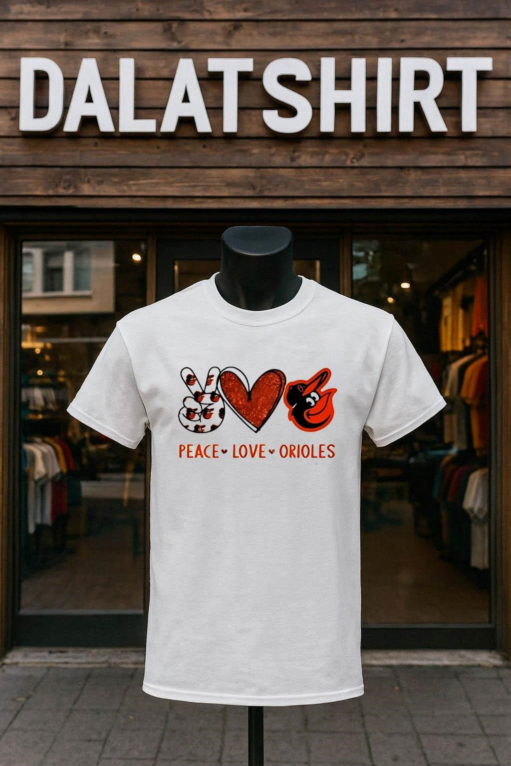 Peace Love Orioles Baltimore Baseball Fan Graphic - Adult & Kids T-Shirts, Sweatshirts & Hoodies apparel design preview 1