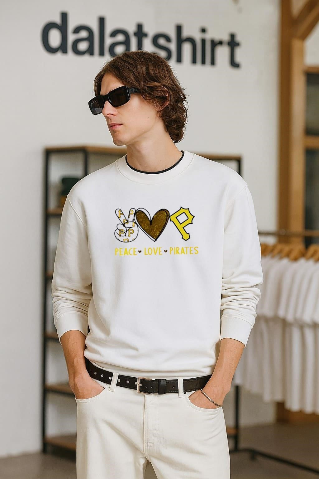 Peace Love Pirates Pittsburgh Baseball Hand Heart - Adult & Kids T-Shirts, Sweatshirts & Hoodies apparel design preview 2