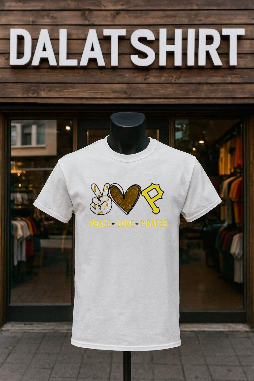 Peace Love Pirates Pittsburgh Baseball Hand Heart - Adult & Kids T-Shirts, Sweatshirts & Hoodies apparel design preview 1
