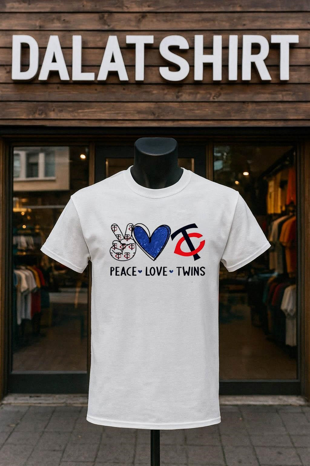 Peace Love Twins Minnesota Baseball Hand Heart - Adult & Kids T-Shirts, Sweatshirts & Hoodies apparel design preview 1