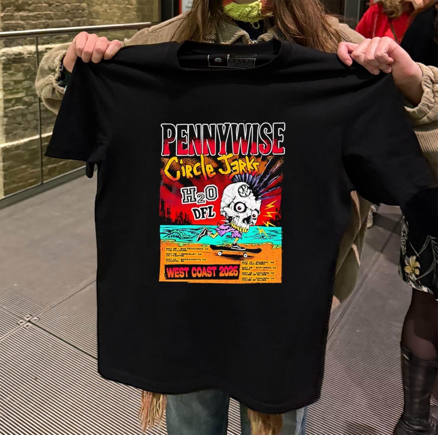 Pennywise Circle Jerks H2o Dfl West Coast 2026 Tour - Adult & Kids T-Shirts, Sweatshirts & Hoodies apparel design preview 2