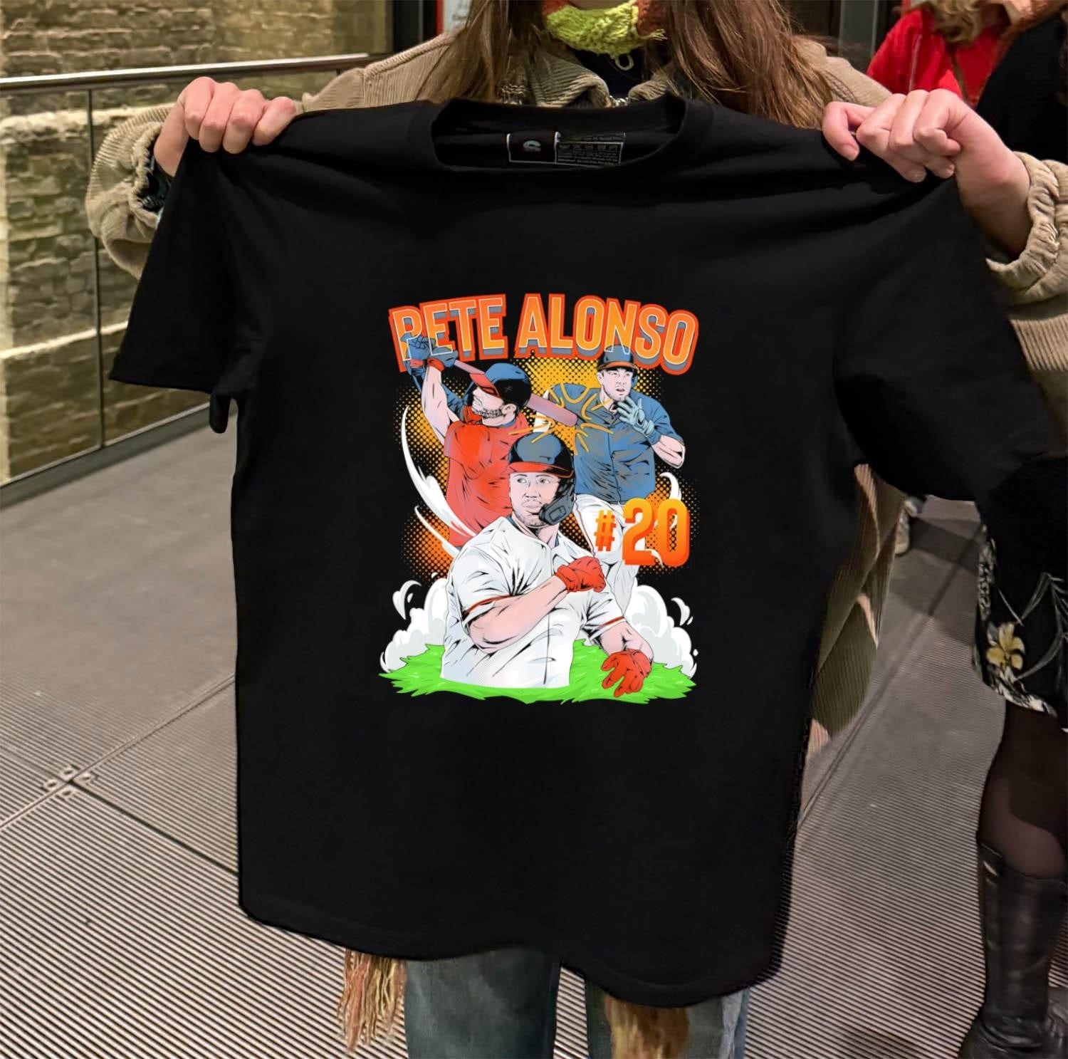 Pete Alonso 20 New York Mets Baseball Player Graphic - Adult & Kids T-Shirts, Sweatshirts & Hoodies apparel design preview 2