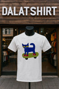 Pete the Cat on Skateboard wearing Red Shoes - Adult & Kids T-Shirts, Sweatshirts & Hoodies apparel design preview 1