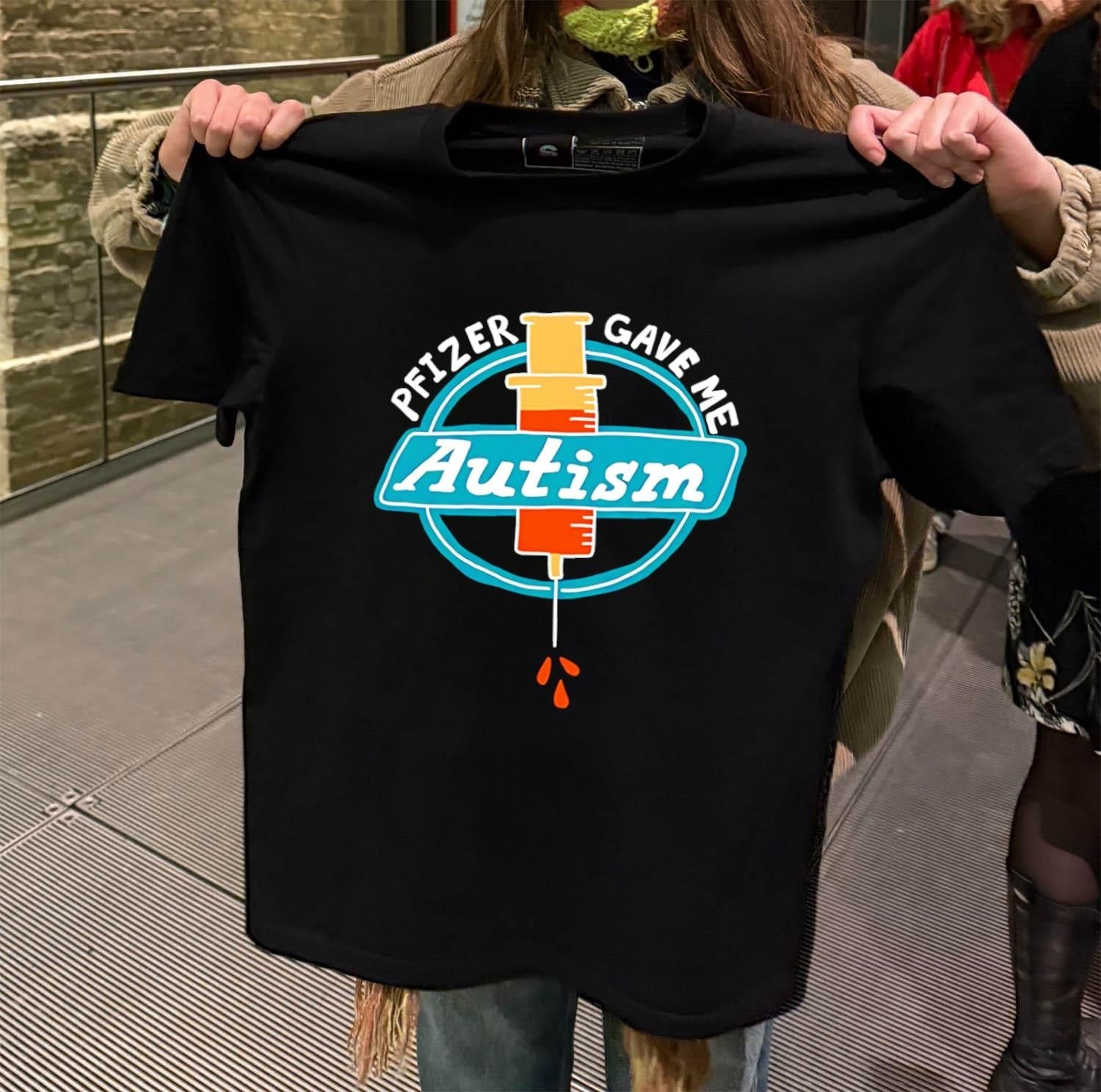 Pfizer Gave Me Autism Syringe - Adult & Kids T-Shirts, Sweatshirts & Hoodies apparel design preview 2