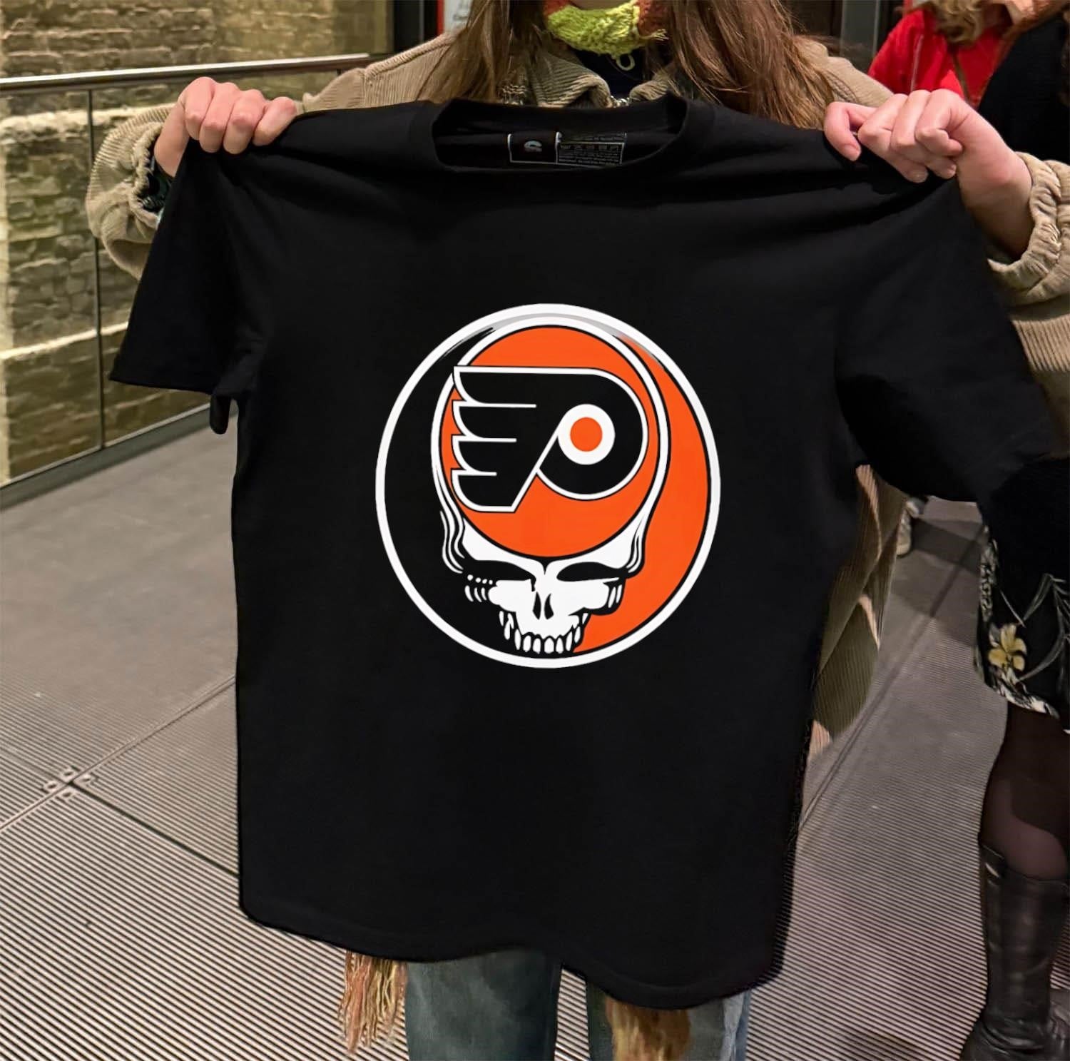 Philadelphia Flyers Grateful Dead Skull - Adult & Kids T-Shirts, Sweatshirts & Hoodies apparel design preview 2