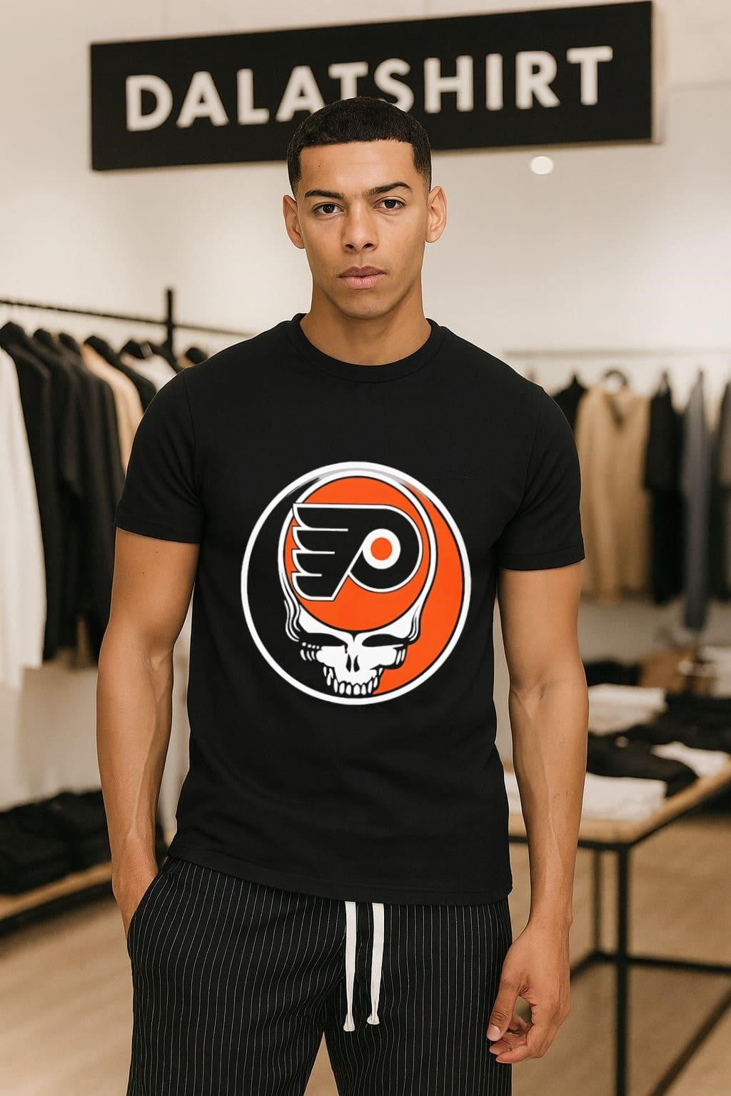 Philadelphia Flyers Grateful Dead Skull - Adult & Kids T-Shirts, Sweatshirts & Hoodies apparel design preview 1