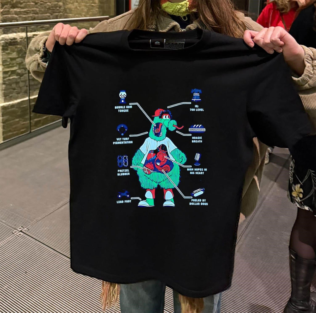 Phillie Phanatic Anatomy Bubble gum tongue Hoagie - Adult & Kids T-Shirts, Sweatshirts & Hoodies apparel design preview 2