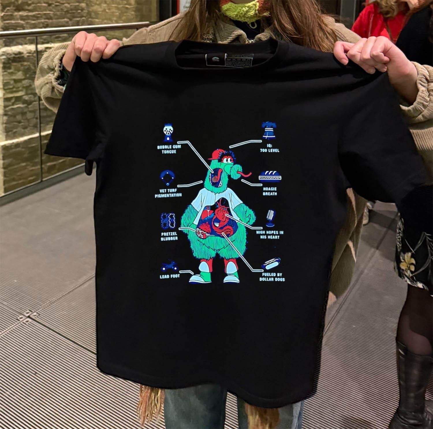 Phillie Phanatic Anatomy Bubble gum tongue Hoagie - Adult & Kids T-Shirts, Sweatshirts & Hoodies apparel design preview 2