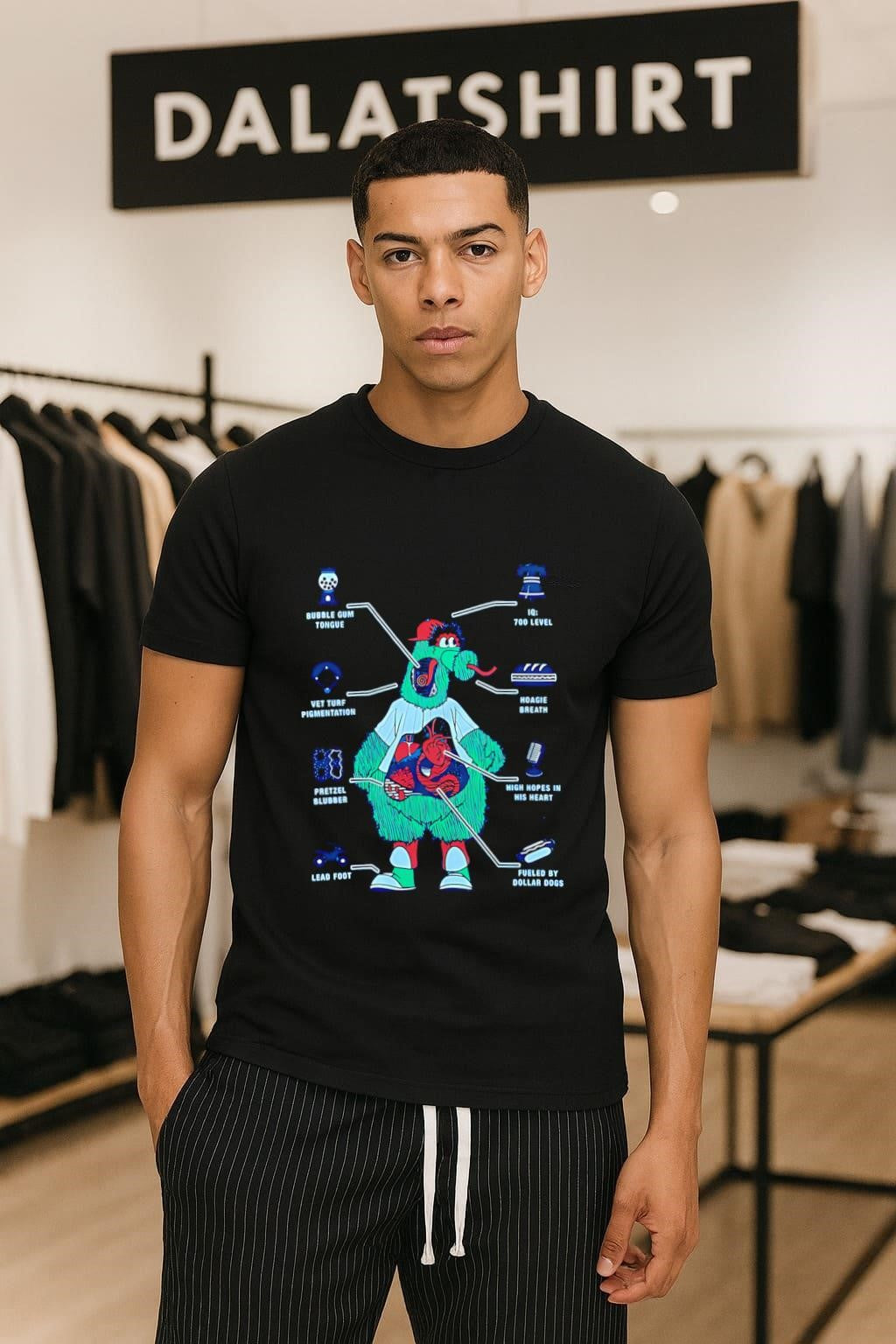 Phillie Phanatic Anatomy Bubble gum tongue Hoagie - Adult & Kids T-Shirts, Sweatshirts & Hoodies apparel design preview 1