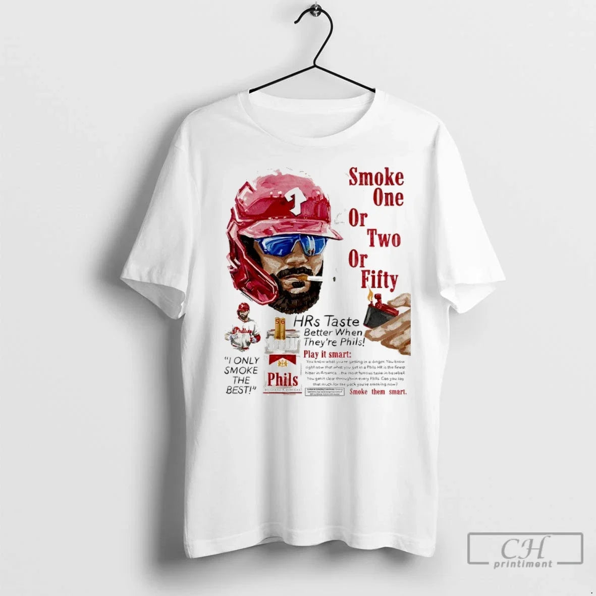 Phillies Bryce Harper Smoke One Or Two Fifty Play It - Adult & Kids T-Shirts, Sweatshirts & Hoodies apparel design preview 1