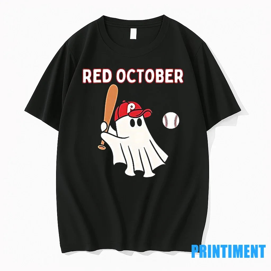 Phillies Red October Ghost Halloween Baseball Sweater - Adult & Kids T-Shirts, Sweatshirts & Hoodies apparel design preview 1