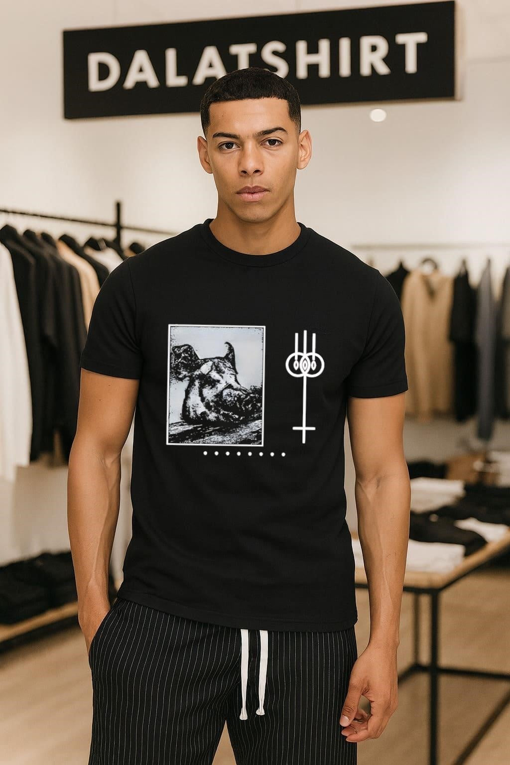 Pig Head Portrait with Geometric Abstract Symbol - Adult & Kids T-Shirts, Sweatshirts & Hoodies apparel design preview 1