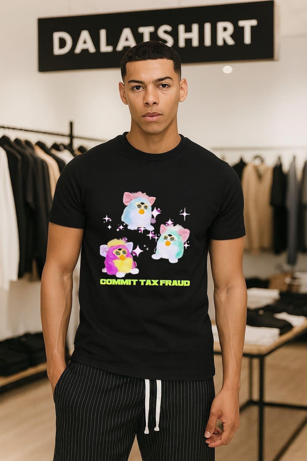 Pink And Blue Furbies Sparkles Commit Tax Fraud - Adult & Kids T-Shirts, Sweatshirts & Hoodies apparel design preview 1