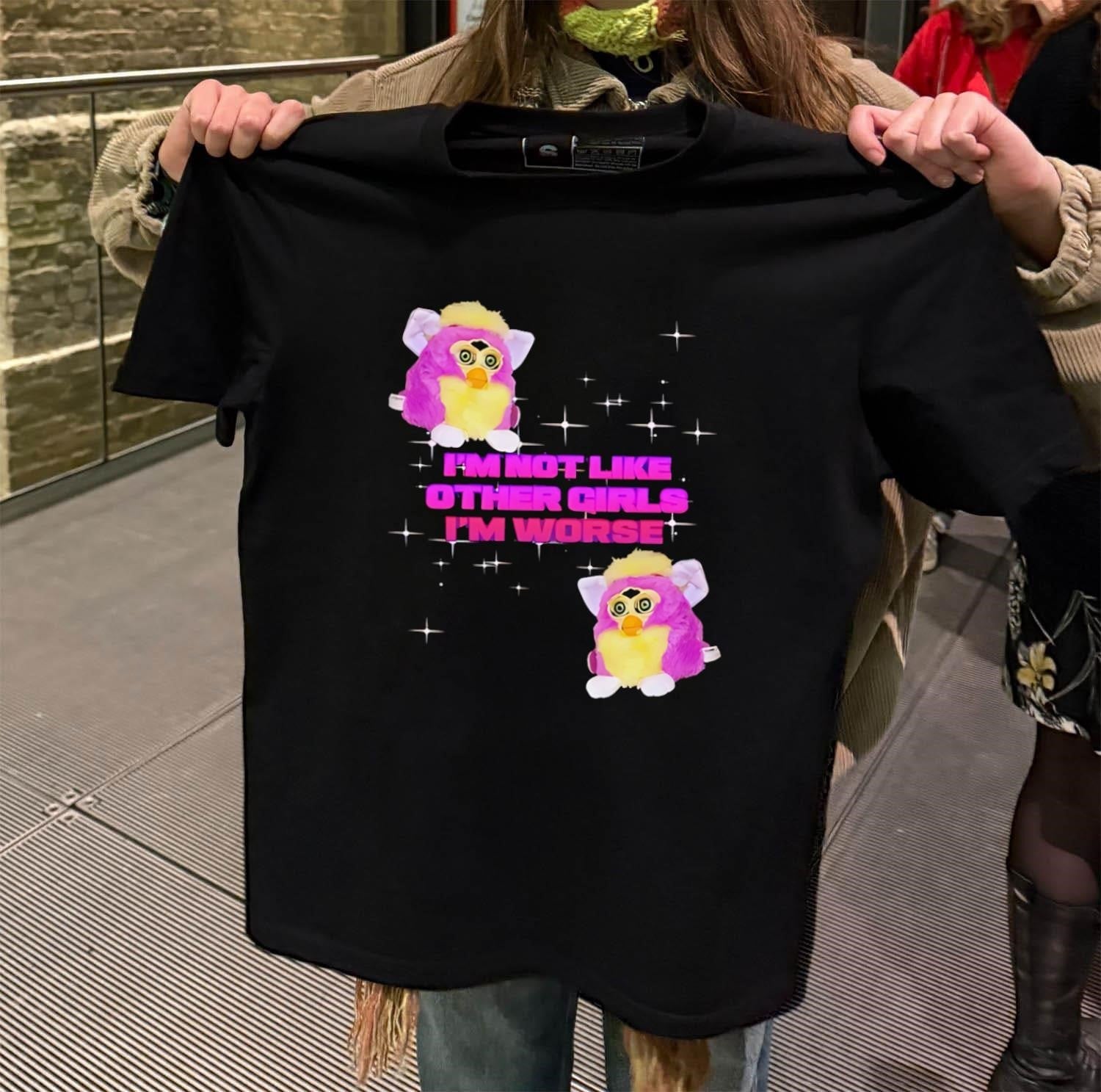 Pink Furby Sparkles I'm Not Like Other Girls Worse - Adult & Kids T-Shirts, Sweatshirts & Hoodies apparel design preview 2