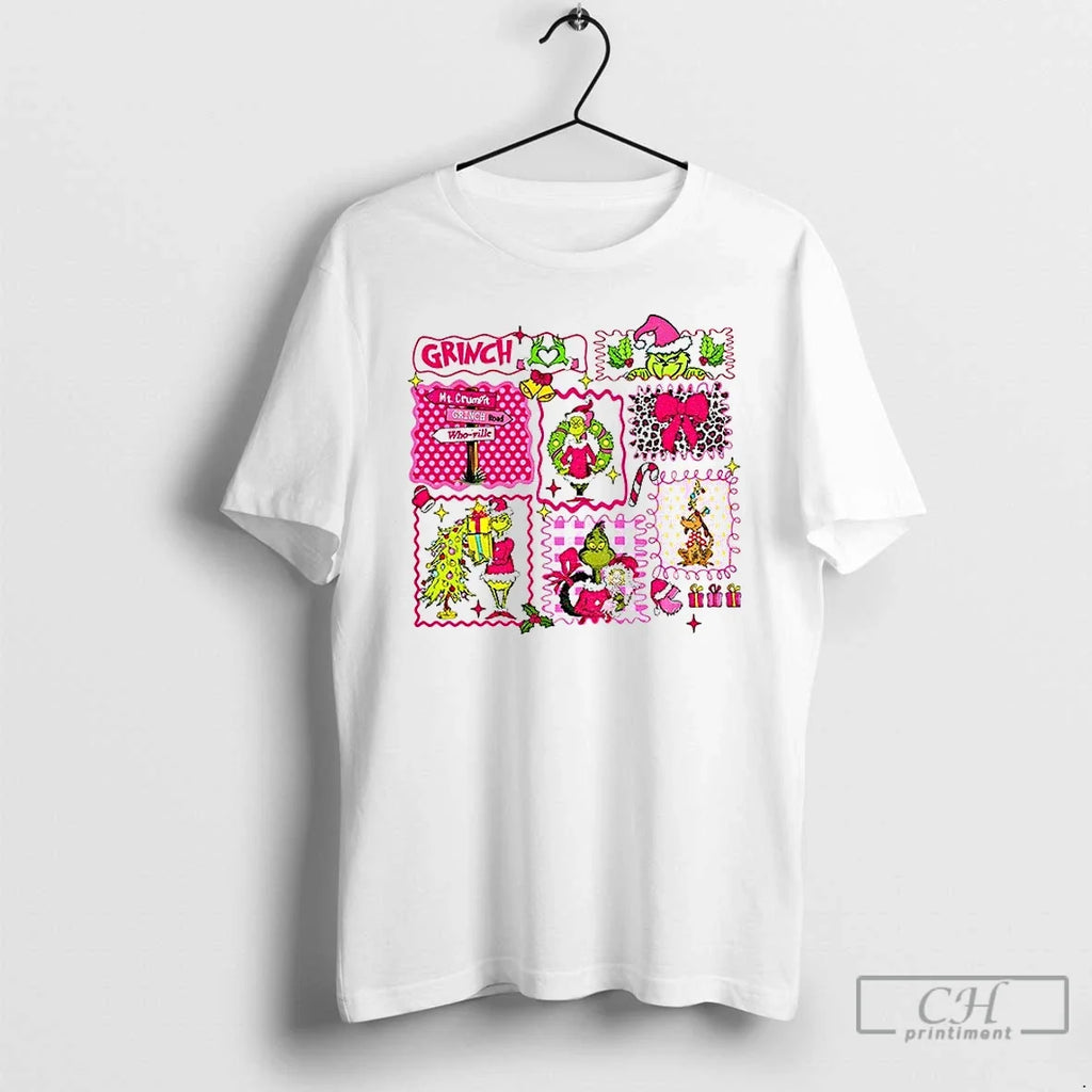 Pink Grichmas Christmas Leopard Green - Adult & Kids T-Shirts, Sweatshirts & Hoodies apparel design preview 1