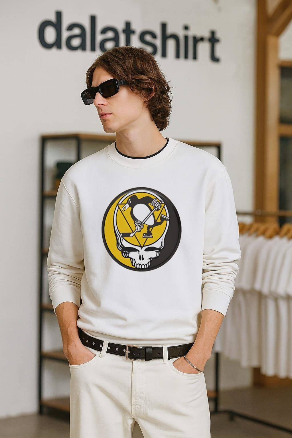 Pittsburgh Penguins Grateful Dead Skull - Adult & Kids T-Shirts, Sweatshirts & Hoodies apparel design preview 2
