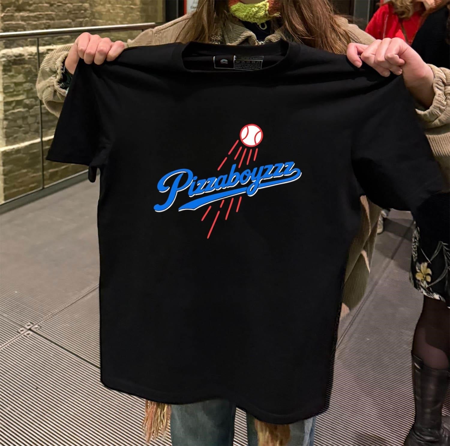 Pizza Boyzzz Blue Script Baseball Logo - Adult & Kids T-Shirts, Sweatshirts & Hoodies apparel design preview 2