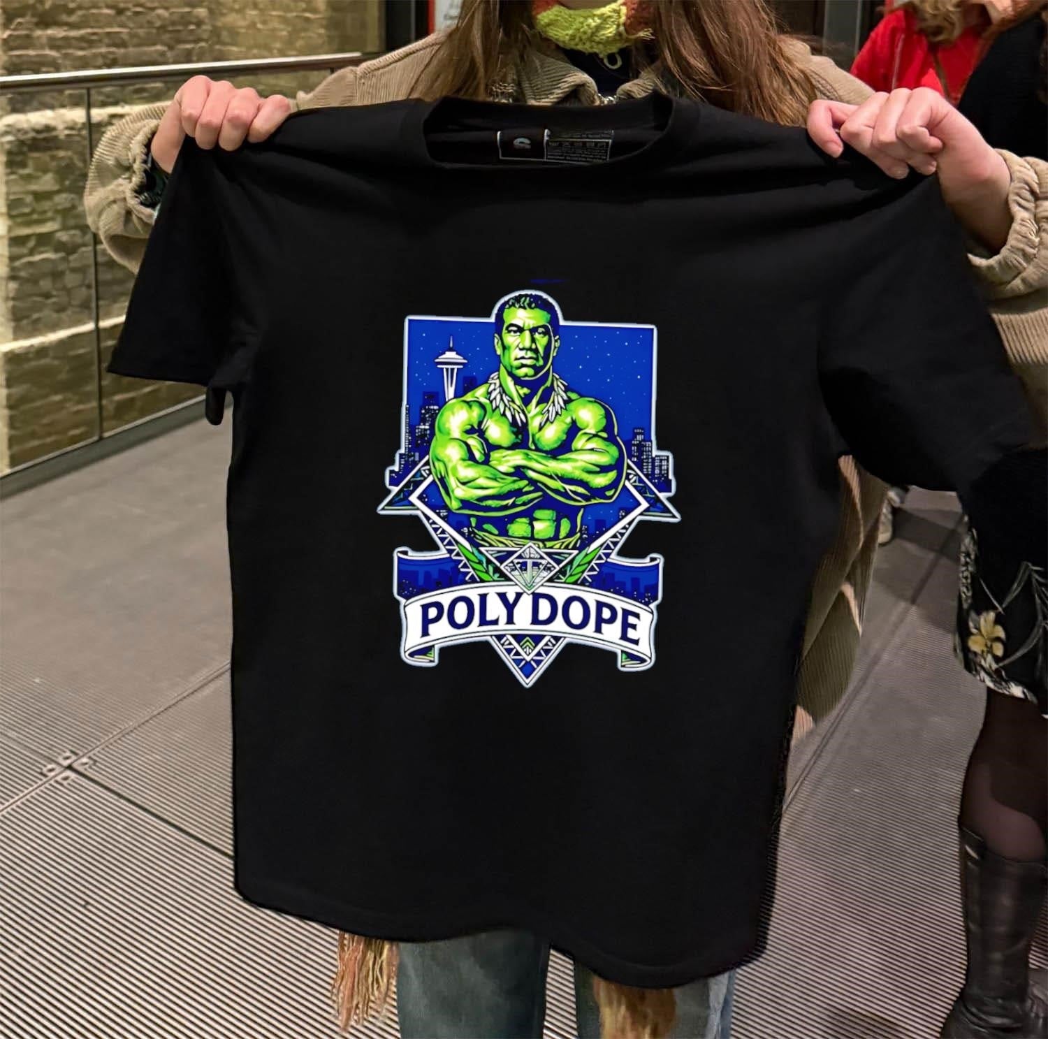 Polynesian Warrior Strong Man Seattle Skyline Poly - Adult & Kids T-Shirts, Sweatshirts & Hoodies apparel design preview 2