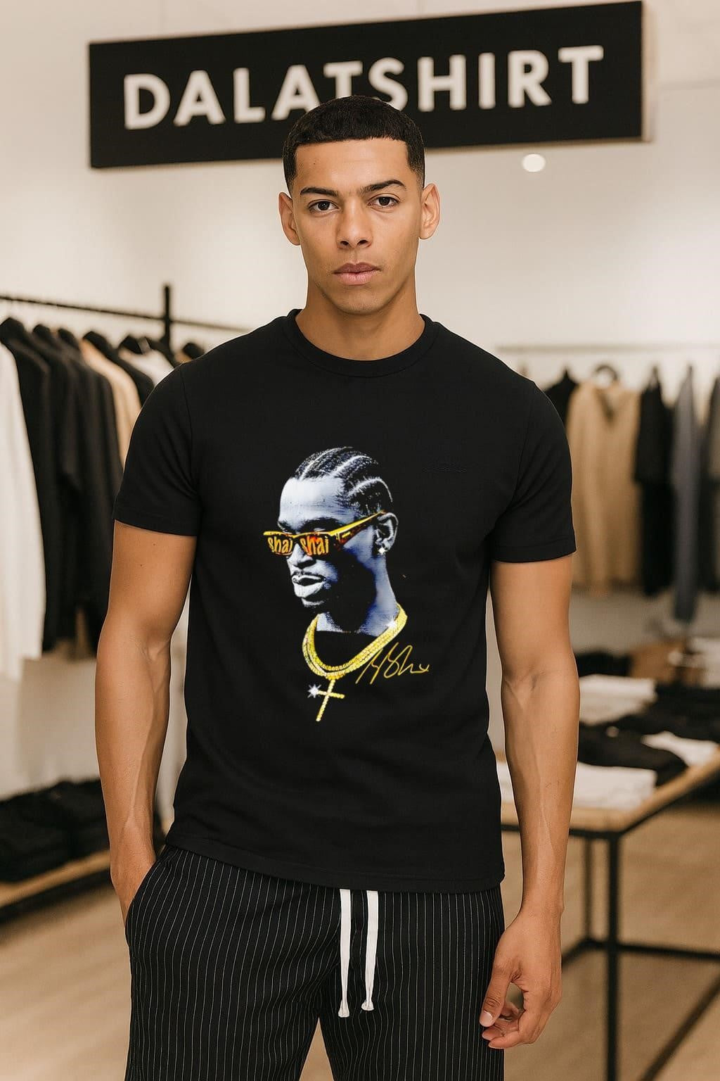 Pop Smoke Shai Gold Chain Diamond Cross Signature - Adult & Kids T-Shirts, Sweatshirts & Hoodies apparel design preview 1