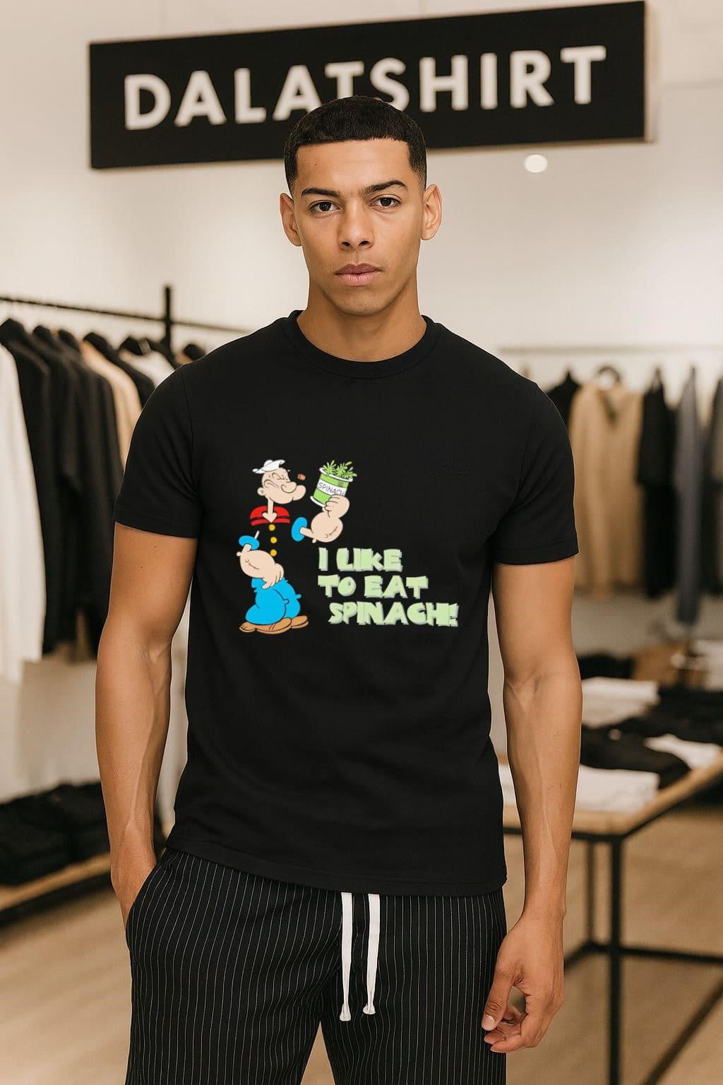 Popeye I Like To Eat Spinach - Adult & Kids T-Shirts, Sweatshirts & Hoodies apparel design preview 1