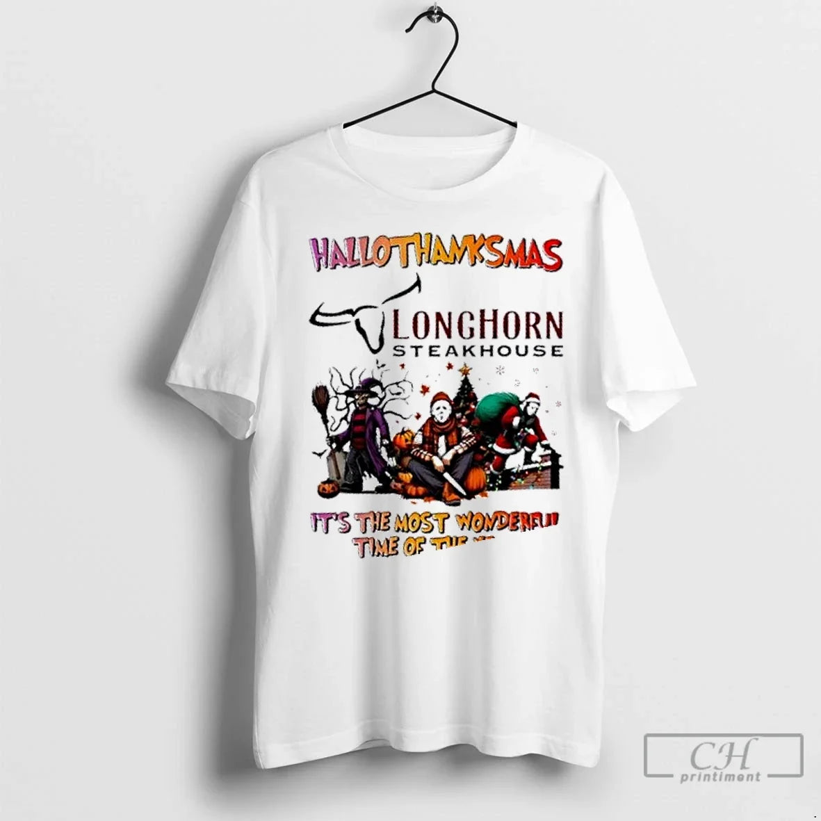 Premium 2025 Horror Movies X Longhorn Steakhouse - Adult & Kids T-Shirts, Sweatshirts & Hoodies apparel design preview 1