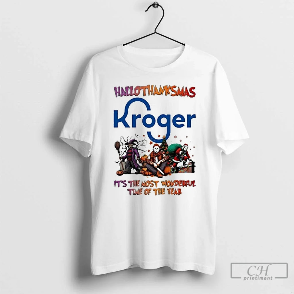 Premium 2025 Kroger Logo Hallothanksmas Horror Film - Adult & Kids T-Shirts, Sweatshirts & Hoodies apparel design preview 1