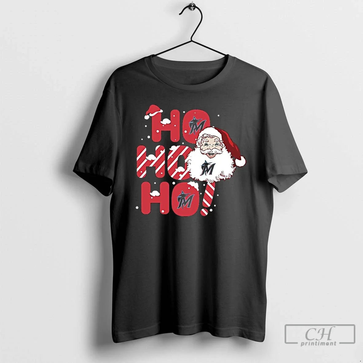 Premium 2025 Miami Marlins Christmas Santa Ho - Adult & Kids T-Shirts, Sweatshirts & Hoodies apparel design preview 1
