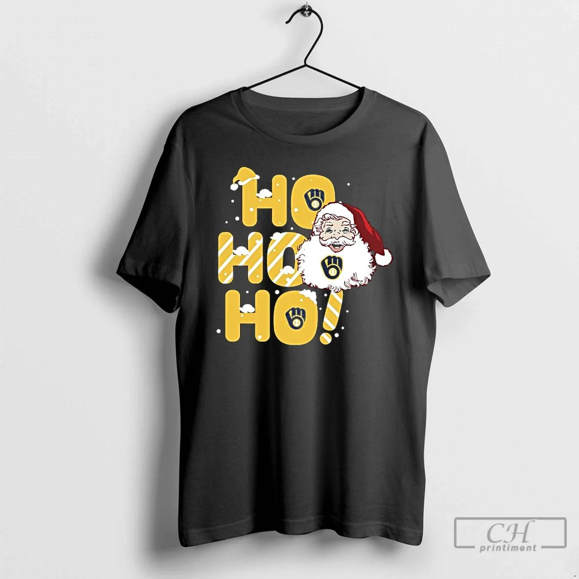 Premium 2025 Milwaukee Brewers Christmas Santa Ho - Adult & Kids T-Shirts, Sweatshirts & Hoodies apparel design preview 1