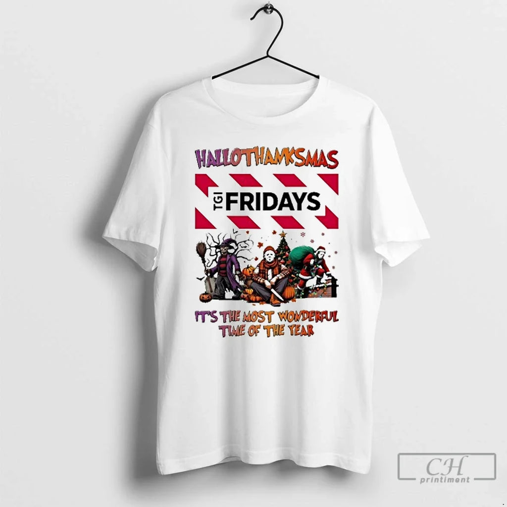 Premium 2025 Tgi Fridays Logo Hallothanksmas Horror - Adult & Kids T-Shirts, Sweatshirts & Hoodies apparel design preview 1