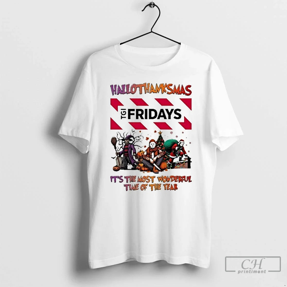 Premium 2025 Tgi Fridays Logo Hallothanksmas Horror - Adult & Kids T-Shirts, Sweatshirts & Hoodies apparel design preview 1