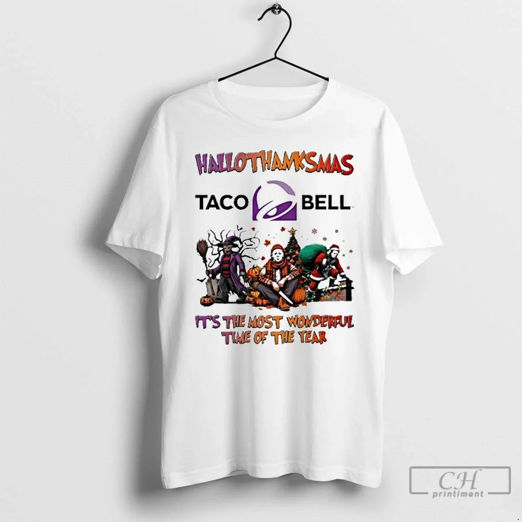 Premium 2025 Taco Bell Logo Hallothanksmas Horror - Adult & Kids T-Shirts, Sweatshirts & Hoodies apparel design preview 1
