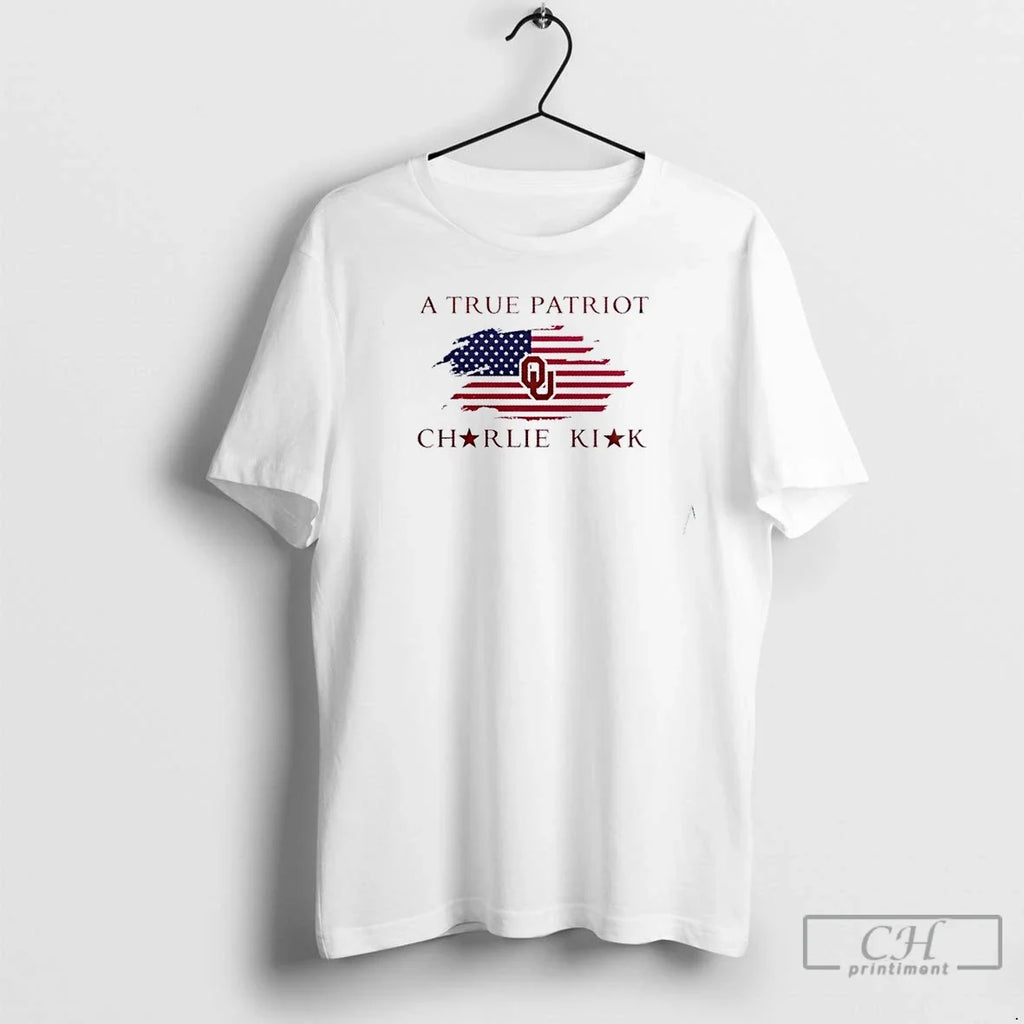 Premium A True Patriot Charlie Kirk X University Of - Adult & Kids T-Shirts, Sweatshirts & Hoodies apparel design preview 1