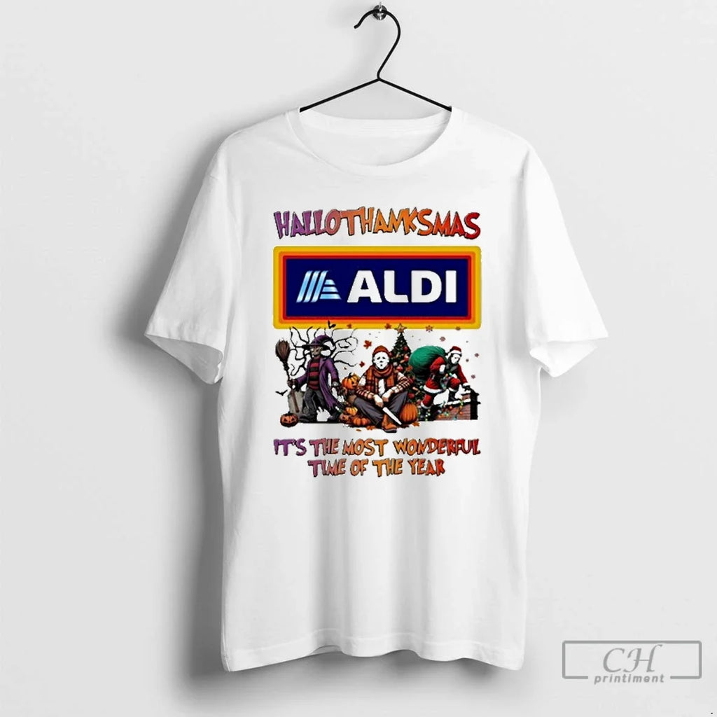 Premium Aldi Horror Film Hallothanksmas Its The Most - Adult & Kids T-Shirts, Sweatshirts & Hoodies apparel design preview 1