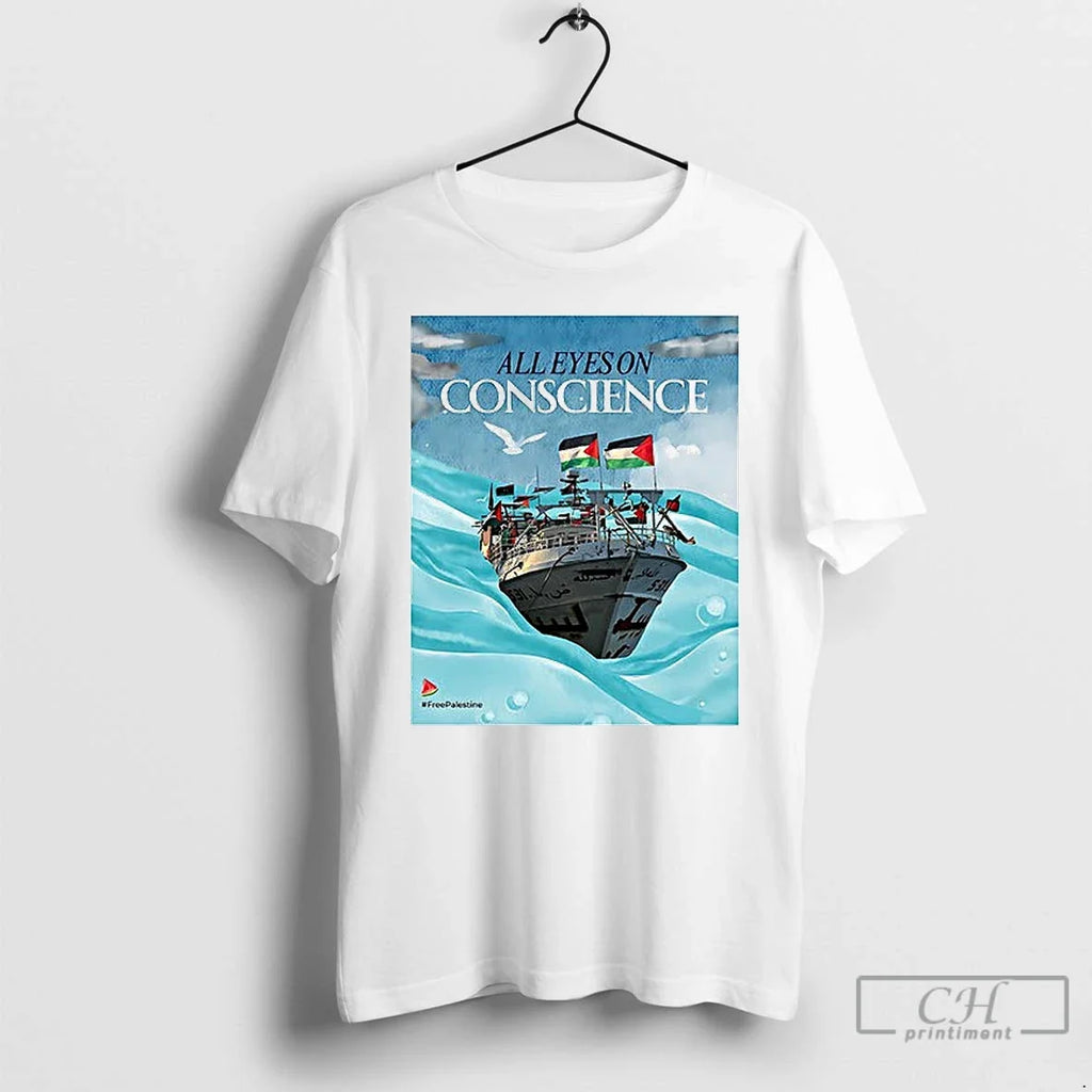Premium All Eyes On Conscience Free Palestine Ceramic - Adult & Kids T-Shirts, Sweatshirts & Hoodies apparel design preview 1