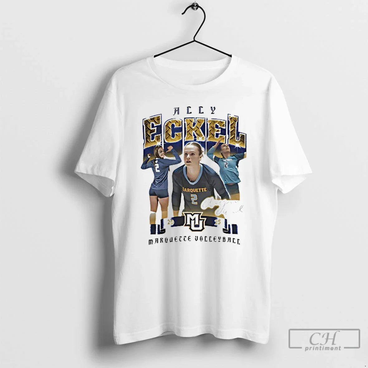 Premium Allyson Eckel Marquette Volleyball Signature - Adult & Kids T-Shirts, Sweatshirts & Hoodies apparel design preview 1