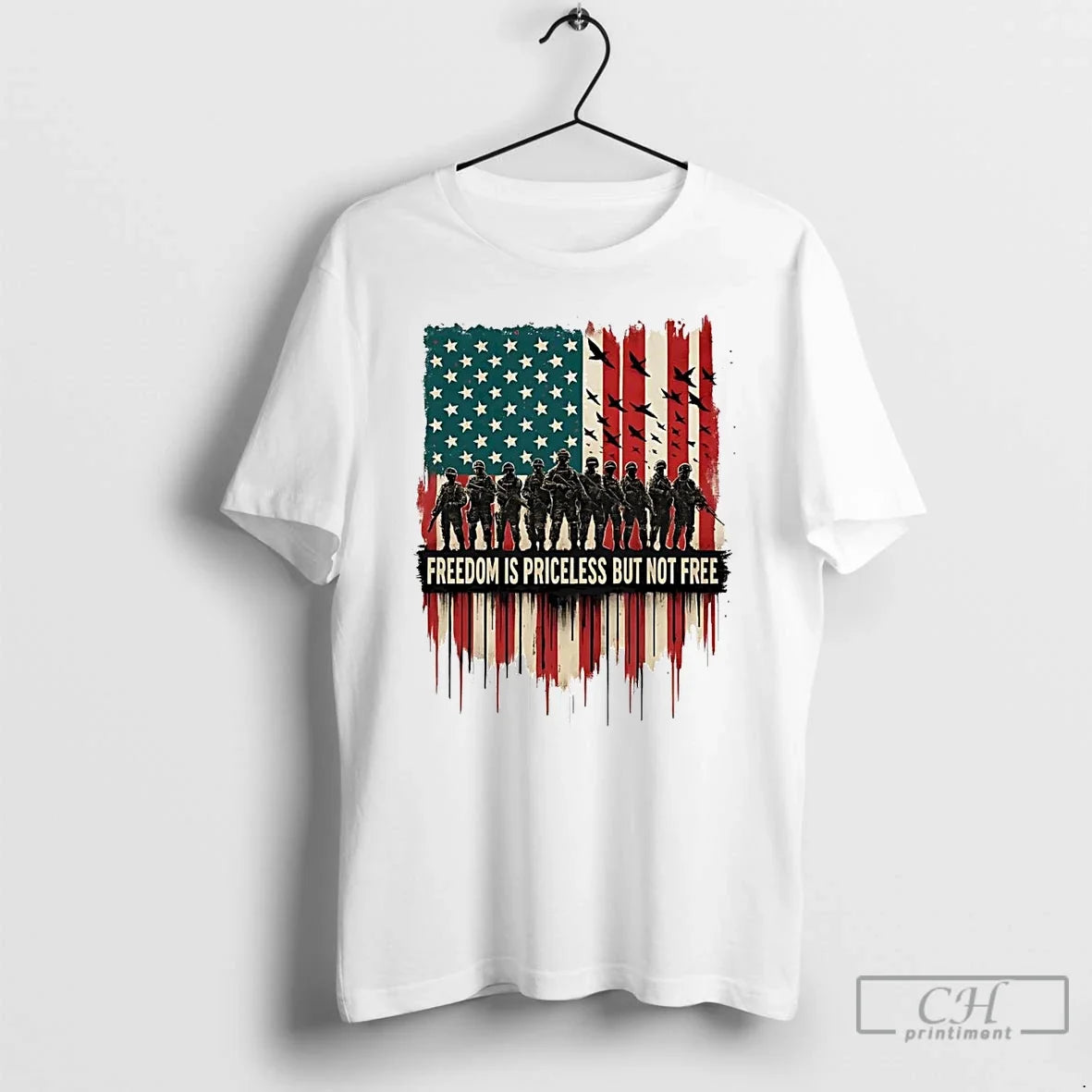 Premium American Veteran Freedom Is Priceless But Not - Adult & Kids T-Shirts, Sweatshirts & Hoodies apparel design preview 1