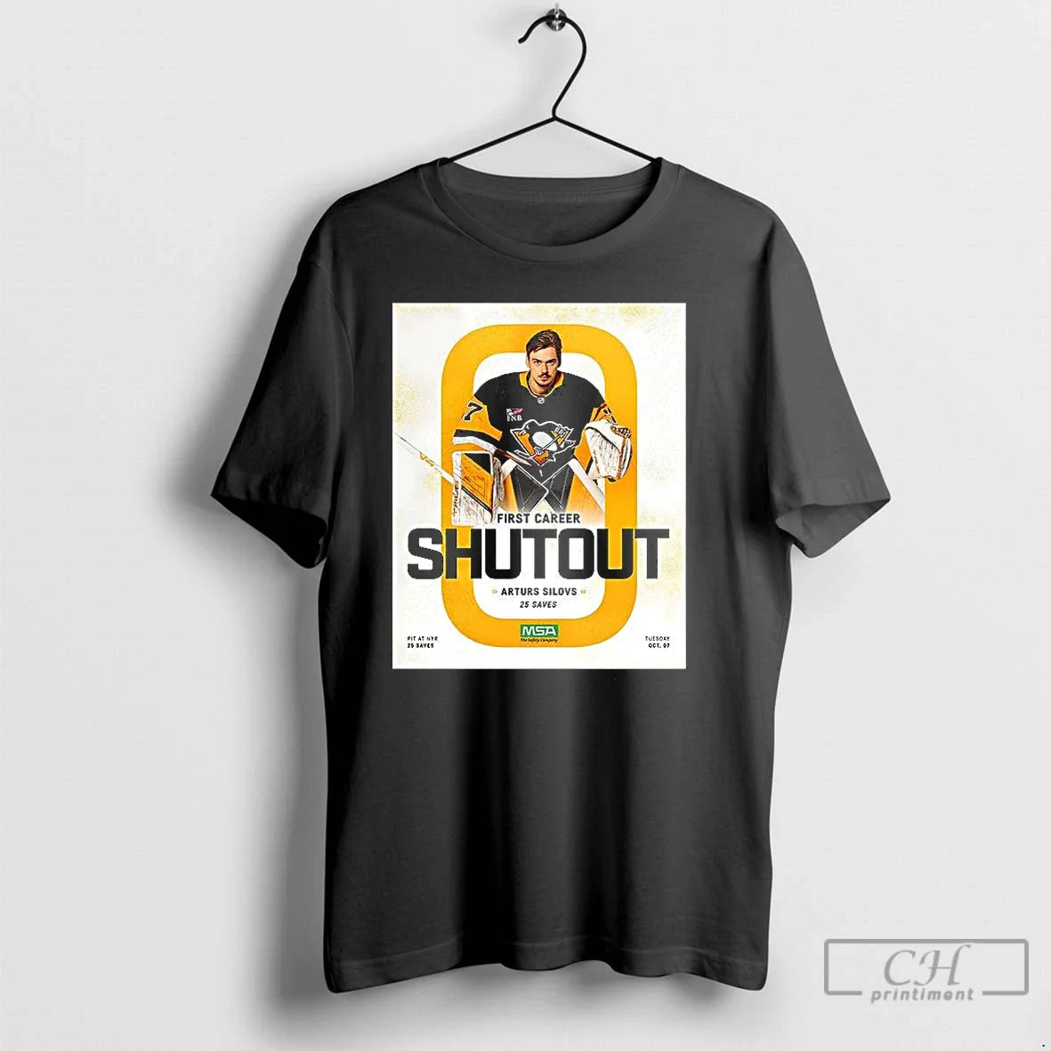 Premium Arturs Silovs Pittsburgh Penguins First - Adult & Kids T-Shirts, Sweatshirts & Hoodies apparel design preview 1