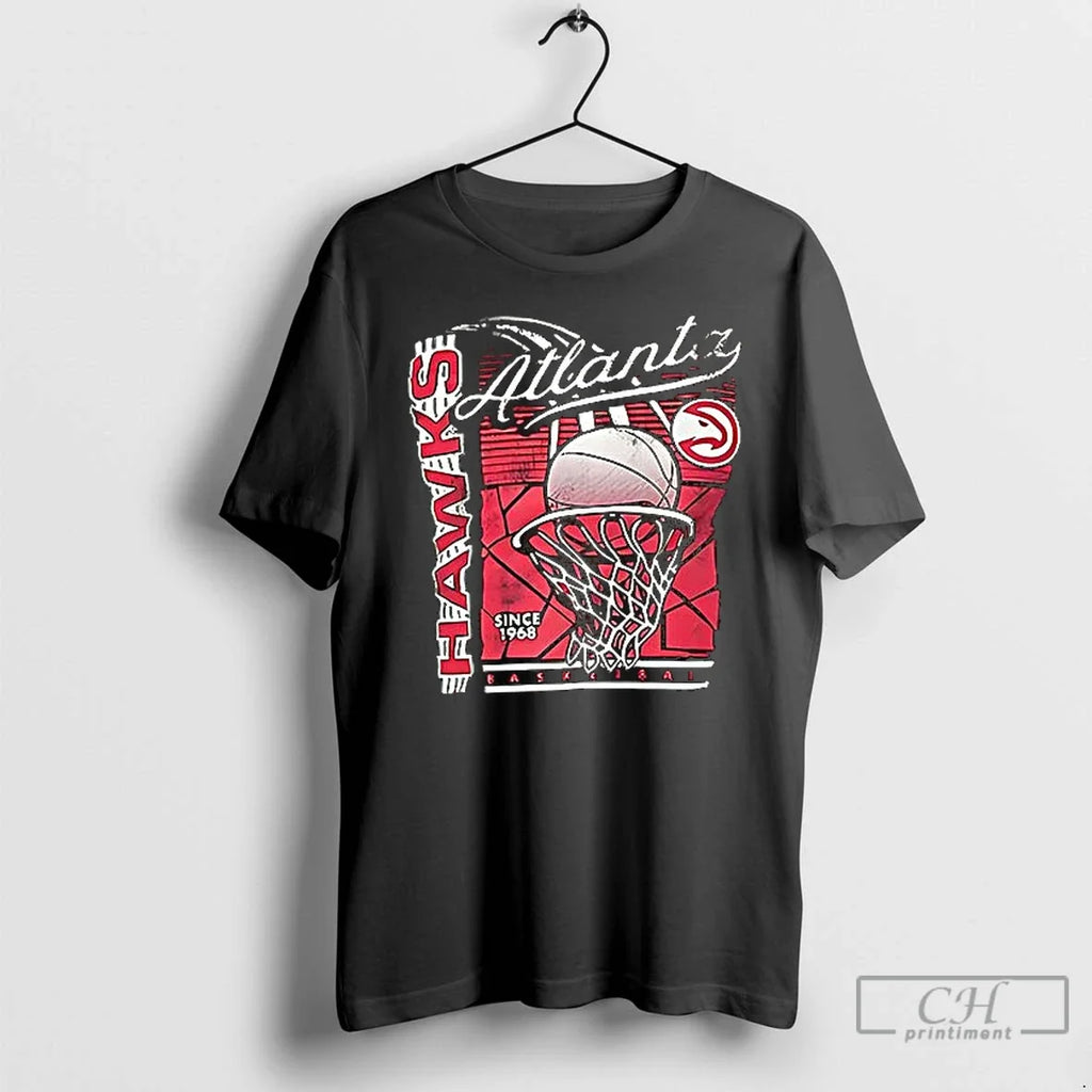 Premium Atlanta Hawks Vintage Red Hoop Est 1968 - Adult & Kids T-Shirts, Sweatshirts & Hoodies apparel design preview 1