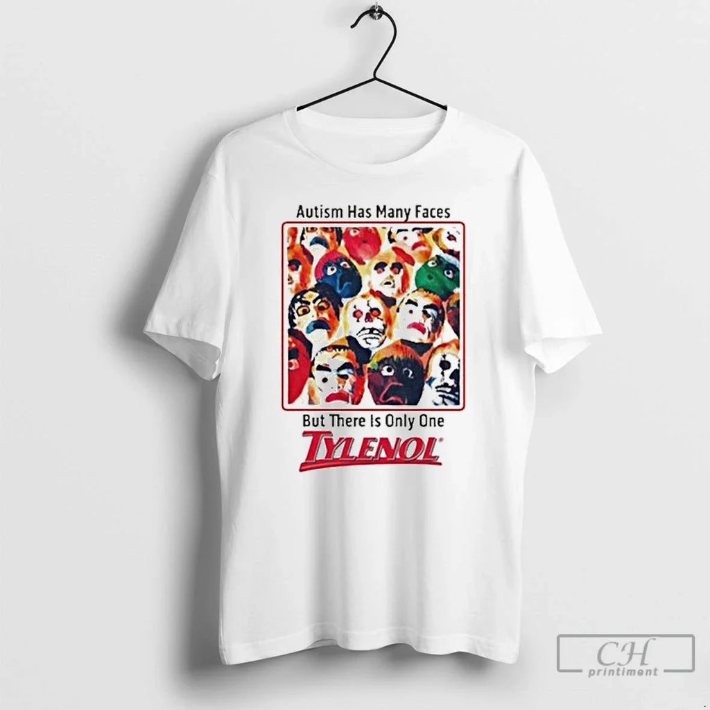 Premium Autism Has Many Faces But There Is Only One - Adult & Kids T-Shirts, Sweatshirts & Hoodies apparel design preview 1