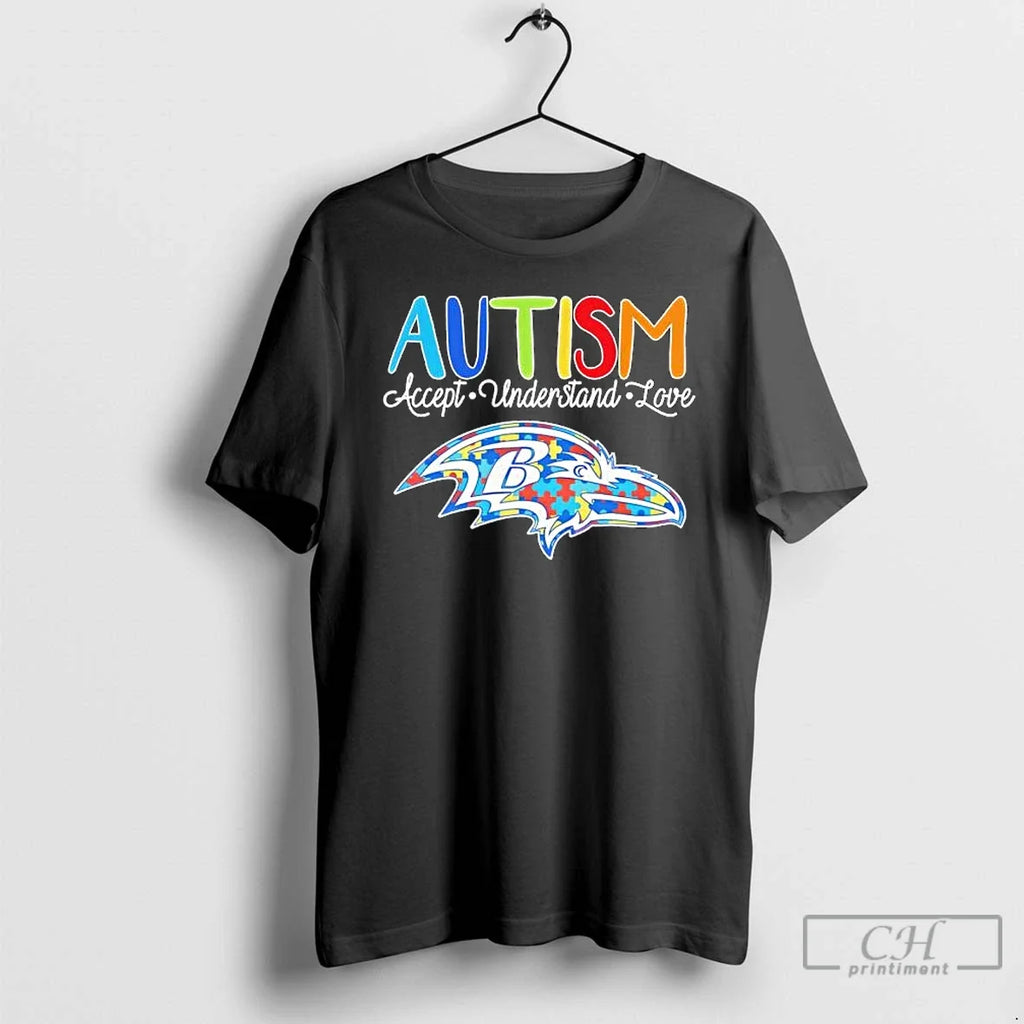 Premium Baltimore Ravens Autism Accept Understand - Adult & Kids T-Shirts, Sweatshirts & Hoodies apparel design preview 1